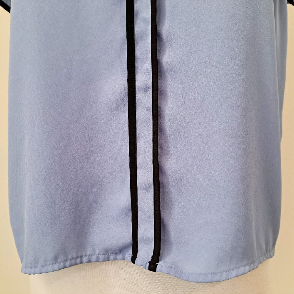 Timing Women Top Short Sleeve Trim Contrast Blue/Black Size M Great Condition - Picture 5 of 7